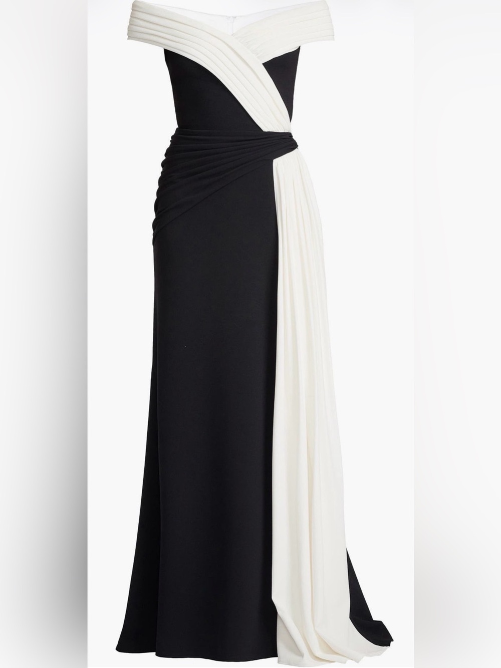 Tadashi Shoji Off the Shoulder Draped Crepe Gown
